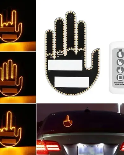 Doigt d’honneur lumineux pour voiture